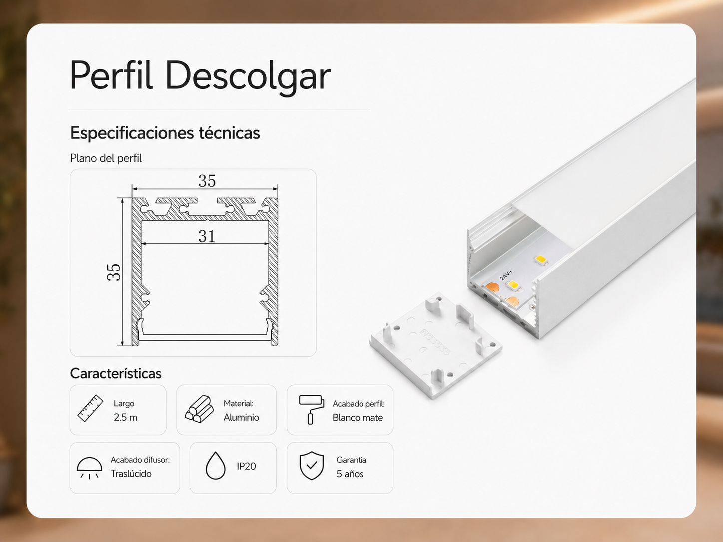 Especificaciones tecnicas Perfil Descolgar
