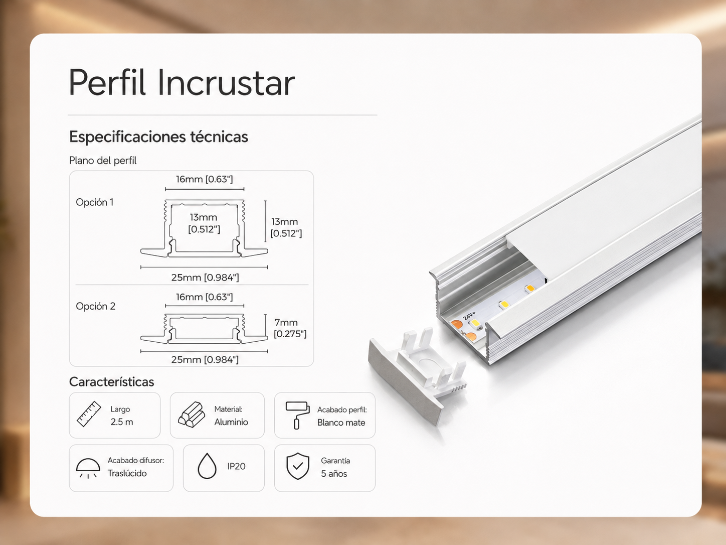 Especificaciones tecnicas Perfil Incrustar