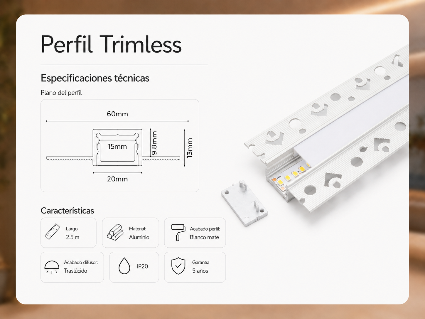 Especificaciones tecnicas Perfil Trimless